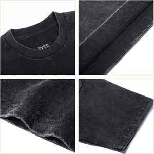 Camiseta de Hombre de Estilo Formal Clásico, 100% Algodón Transpirable, Lavado Ácido, Corte Holgado, Cuello Redondo, Manga Corta, Tejido de Punto - Product Image 3