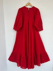 Bohemian Rayon Imprimé Midi Longueur Maxi Robe pour Femmes Attrayant Col V Manches Longues Boutons Tissés Naturel Plage Lavable - Product Image 1