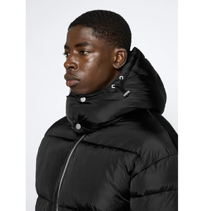 Hooded Quilted Jacket Men <b>Winter</b> Zipper Closure Solid Color Regular Fit Puffer Outerwear 100% Polyester <b>Thick</b> Warm <b>Coat</b> - Product Image 6