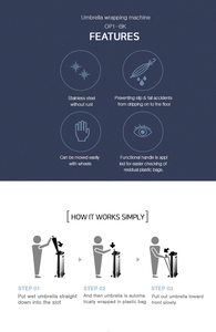 Opération sans contact, entretien des installations, roues intégrées, différentes options de couleurs, emballage pour parapluie d'eau de pluie, design à bords incurvés - Product Image 4