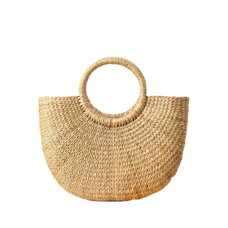 Wholesale low price beach handbag water hyacinth handbag straw tote bag rattan bag