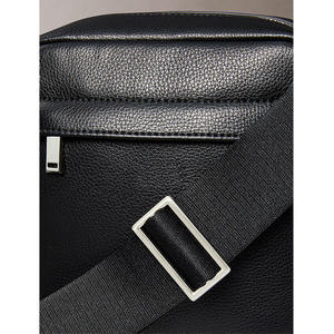 Sac bandoulière minimaliste en cuir noir pour homme, fermeture éclair, sangle réglable, usage quotidien, pochette d'épaule, sac banane - Product Image 5