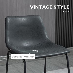 Modern 24\" Bar Height <b>Stools</b> Set of 2 Vintage PU Leather <b>Counter</b> <b>Stools</b> <b>with</b> <b>Back</b> Footrest for Dining Room or Home Bar - Product Image 4