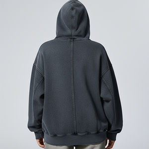 Sudaderas con capucha personalizadas para mujer, 500 g/m², lavado ácido, cierre completo, para invierno y otoño, de algodón 100% de alto gramaje, estilo urbano, ecológicas - Product Image 6