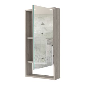 Armadietto Portamedicinali Rettangolare Burlington Grigio Chiaro con Specchio, Elegante Mobile da Bagno - Product Image 4