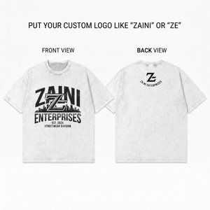 Men Acid Wash T Shirt Premium 100% Cotton Jersey 240 GSM Vintage Grey Streetwear Custom Screen Print Logo Oversized Relaxed Fit - Product Image 1