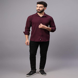 Haute qualité hommes décontracté à manches longues col roulé chemise coupe ample pour col polo coton imprimé tissu formel été respirant - Product Image 1