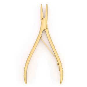 Pince de retrait d'extensions capillaires en acier inoxydable plaqué or, outil professionnel pour l'application et le retrait de micro-anneaux de salon - Product Image 1