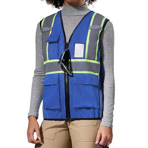 Chaleco de Seguridad Azul Oscuro sin Mangas para Mujer, Tejido de Malla, Versátil, Estilo Vintage, Ropa de Trabajo con Impresión Personalizada, Servicio OEM - Product Image 6