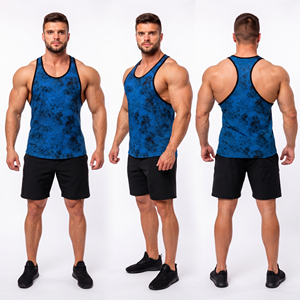 Wholesale <b>Men</b> Printed Tank Top 100% Cotton Polyester Breathable <b>Singlet</b> <b>Men</b> Gym Wear Racerback Top <b>Men</b> Workout Wear Vest Top - Product Image 5