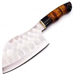 Couteau de chef forgé à la main avec manche empilé et finition diamantée - Product Image 2