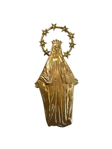 Campana Decorativa de Metal Dorado con Cruz, Adorno Religioso Hecho a Mano, Artefacto Sagrado Cristiano Vintage, Decoración para Altar del Hogar - Product Image 4