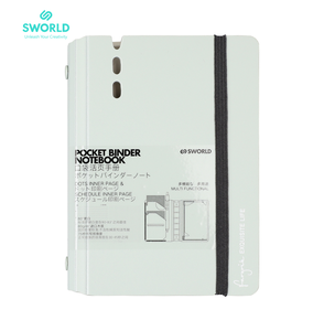 SWORLD Wholesale A5 PU Hardcover Binder <b>Notebook</b> <b>Dot</b> Design Multifunctional Planner Organizer Grey OEM ODM - Product Image 5