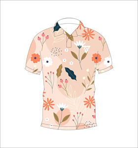 Polo pour homme à imprimé floral pastel, décontracté, à manches courtes, motif botanique pêche, pour l'été, pour le golf - Product Image 1