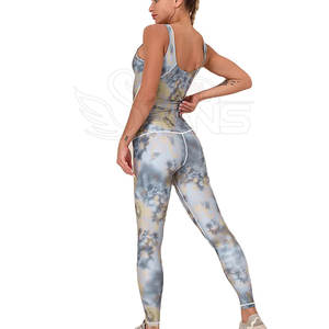 Vente directe usine Ensemble de yoga 2 pièces pour femme, tenue de sport et fitness, taille mi-haute, en Spandex/Nylon respirant, avec logo frontal - Product Image 3