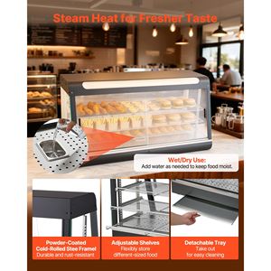 Scaldavivande Commerciale da 1600W con Luci LED e Ripiani Regolabili, Espositore a 3 Livelli, Controllo Manuale della Temperatura, Intervallo 86-185°F - Product Image 6