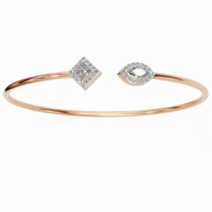 Pulsera Kada con Diamantes Princesa y Marquesa de Doble Talla, Oro Amarillo, Rosa y Blanco de 9kt, 14kt, 18kt, 0.610 Quilates, 34 Diamantes Naturales - Product Image 1
