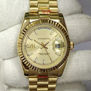 นาฬิกาข้อมือกลไกขนาด 36 มม. สไตล์วินเทจหรูหรา ลายการ์ตูนธุรกิจ หน้าปัดแชมเปญลายรัศมี พร้อมเข็มเรืองแสง คุณภาพสูง รุ่นลิมิเต็ดอิดิชั่น - Product Image 1