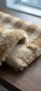 Jacquard FAR D.NO.1 Expert Textiles Jacquard Fur Fabric 58/60 In 450 GSM Striped Faux Fur <b>Knit</b> Double Faced Plush Blankets <b>Throw</b> - Product Image 4