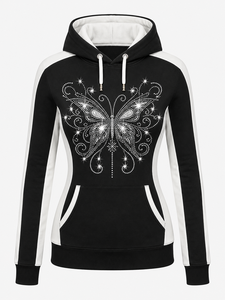 Sudadera con Capucha y Estampado de Diamantes de Imitación para Mujer, Sudadera de Manga Larga, Suave y Casual - Product Image 1