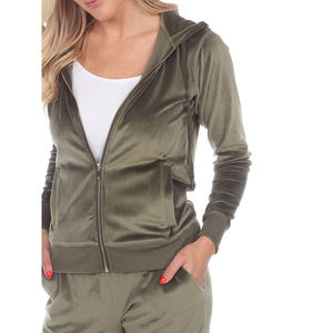 Women's <b>Velour</b> <b>Tracksuit</b> Set Soft Plush Two Piece Hoodie and Jogger Outfit for Casual Streetwear Lounge Wear - Product Image 3