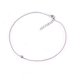 Tobillera ajustable de plata de ley 925 con cuentas de bola para mujer, estilo delicado de diseñador, tobilleras de plata ajustables - Product Image 1