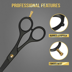 Ciseaux de coiffure professionnels Diamond Edge noirs mats de 6,5 pouces en acier inoxydable pour une coupe de cheveux propre et précise - Product Image 3