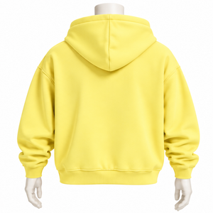 Customized Light <b>Yellow</b> <b>Mens</b> Full Zip <b>Hoodie</b> Chenille Letter Patch Heavyweight Fleece Oversized Casual Streetwear Sweatshirt - Product Image 2