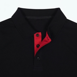 Polo en tricot à manches courtes pour homme, noir et rouge, style décontracté - Product Image 5