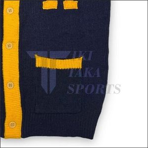 Pull en laine/nylon à col en V pour homme Tiki Taka Sports, cardigan chenille personnalisé style universitaire, patchwork décontracté pour l'hiver, dentelle pour sororités - Product Image 5