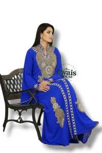 Wholesale AWAIS HOUSE Luxury 2-Piece <b>Set</b> Muslim Women <b>Modest</b> Simple Solid Chiffon Beaded Washable Robe Floor-Length A-Line - Product Image 4