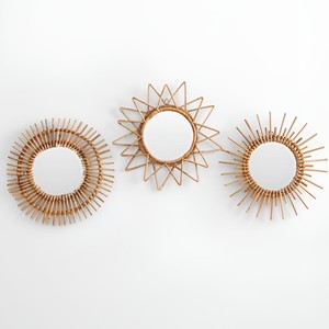 <b>Large</b> Round <b>Rattan</b> Wall Hanging <b>Mirrors</b> Interior Living Room Home Decor Wall-mounted <b>Mirror</b> - Product Image 1