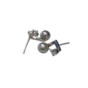 Boucles d'oreilles en argent véritable multi-cannabis argenté bleu gris S925, perles d'eau de mer rondes naturelles Akoya de 5,5 à 6 mm, forte luminosité - Product Image 5