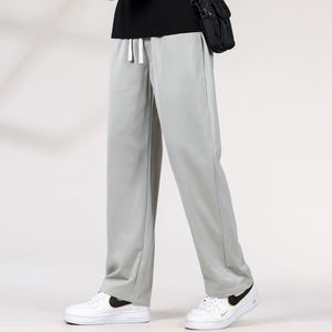 Pantalon de survêtement de luxe pour homme, coupe ample, en coton sergé fin, élégant, personnalisé, décontracté chic, avec poches latérales - Product Image 3