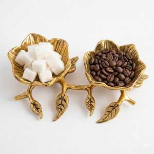Tazón de Metal con Forma de Flor, Pulido, Ligero, No Tóxico, Ecológico, Tallado a Mano, Decorativo, Moderno, Dorado, para Fiestas - Product Image 5