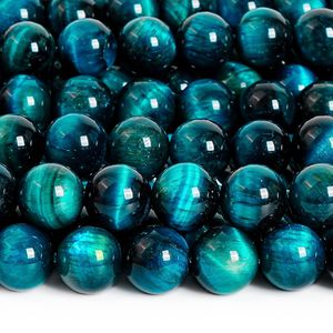 Perles en œil de tigre bleu naturel en gros | Collier de pierres précieuses rondes en œil de tigre bleu sarcelle de 4 mm, 6 mm, 8 mm, 10 mm, 12 mm, 14 mm, 16 mm, 18 mm - Product Image 4