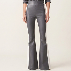 Slim Fit Women Leather Flared Leggings Custom Women Leather Flare <b>Tights</b> Premium Women Leather Wide leg Pants - Product Image 1