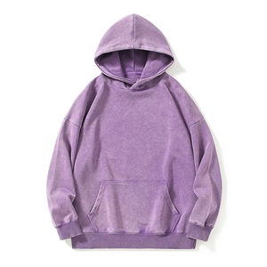 Sudadera con capucha de forro polar con lavado ácido, extragrande, personalizada, para hombre, morada, vintage, de algodón 100% pesado, con cuello con capucha y bolsillo, para invierno, al por mayor - Product Image 1