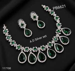 Conjunto de collar nupcial de circonita cúbica rosa chapado en plata de primera calidad con pendientes a juego para mujer, joyería de boda para mujer - Product Image 5