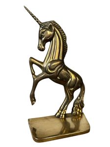 Statue de licorne en laiton finition antique, élégante décoration animale en métal pour la décoration du salon - Product Image 4