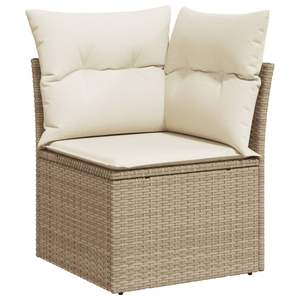 Grand ensemble de canapés de jardin en rotin PE beige avec structure en acier thermolaqué – Mobilier d'extérieur haut de gamme - Product Image 3