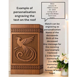 Handcrafted Rosewood Urn <b>Box</b>: Phoenix Bird Engraving, Personalized <b>Memorial</b> Keepsake by AYAANS - Product Image 4