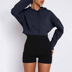 Crop <b>Top</b> Women Hoddie Long Sleeve <b>Zipper</b> Front Casual Wear - Product Image 2