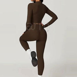 ชุดโยคะสั่งทำ MOQ ต่ำ สำหรับผู้หญิง แฟชั่นคุณภาพสูง ชุดออกกำลังกายรัดรูป ชุดโยคะ 3 ชิ้นสำหรับผู้หญิง - Product Image 2