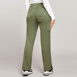 Women Olive Green V-Neck <b>Scrub</b> <b>Set</b> With Pockets Cotton Polyester Hospital Uniforms Needle Detection - Product Image 4