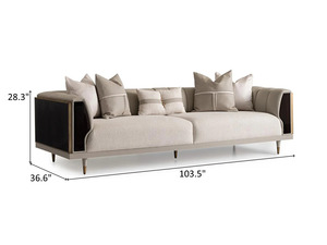 Luxury Solid Teak Wood Living Room Furniture Set Modern Cream <b>Sofa</b> 3 1 Seater Coffee <b>Table</b> <b>Side</b> <b>Table</b> TV Cabinet Villa - Product Image 3