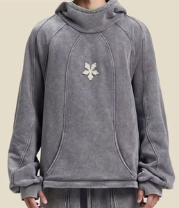 Sudadera con Capucha Vintage 100% Algodón para Hombre, con Estampado Serigrafiado, Logotipo Personalizado Bordado, Lavado Ácido, Tejido Grueso, Corte Regular - Product Image 2