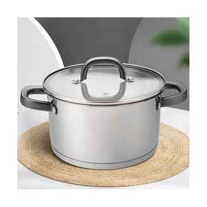 Olla de Acero Inoxidable con Tapa de Vidrio, Grande, Compatible con Inducción, para Sopa y Guisos, Utensilio de Cocina Resistente - Product Image 3