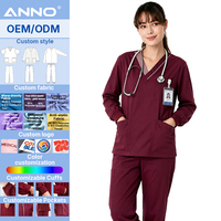 Tenues d'infirmière ANNO Premium en tissu TR, multi-poches, poignets élastiques, avec couleur personnalisée pour les maisons de retraite