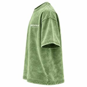 T-shirt en coton surdimensionné pour homme, vert délavé, manches courtes, col rond, décontracté, respirant, tricoté, écologique, style vintage - Product Image 3